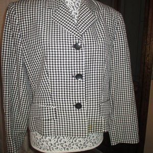 Vintage 90's Black & White Check Womans Jacket.  Size 12- Petite